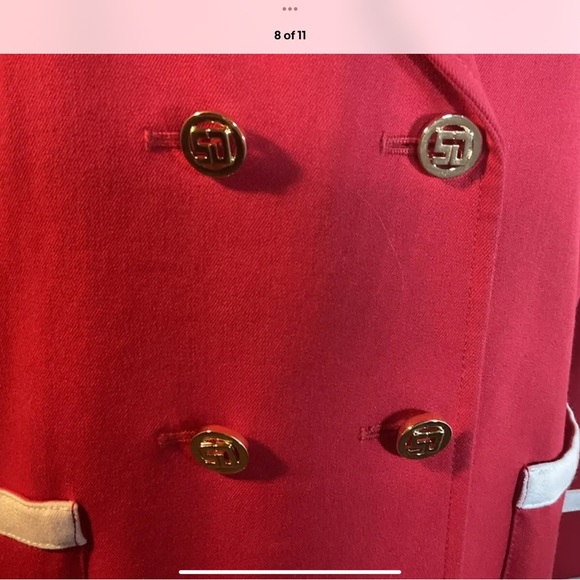 St John Power Crimson Red 💋 NWT dress suit couture Jacket SJ buttons Sz M 12 - Picture 7 of 11